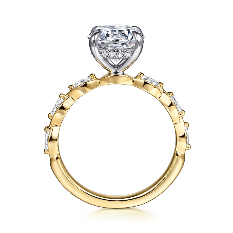 Contemporary 14K Gold Round Diamond Engagement Ring - 0.30 CTW