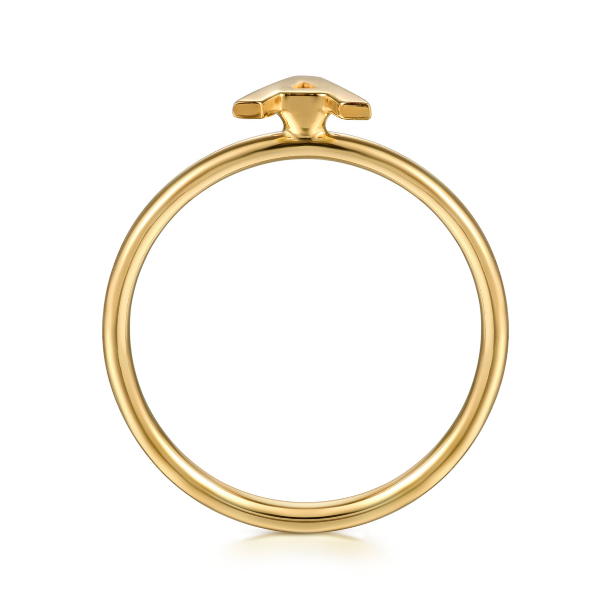 14K Yellow Gold Initial A Stackable Ring - View 2