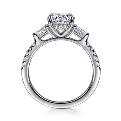 Contemporary 14K Gold Round Three Stone Diamond Engagement Ring thumbnail 2