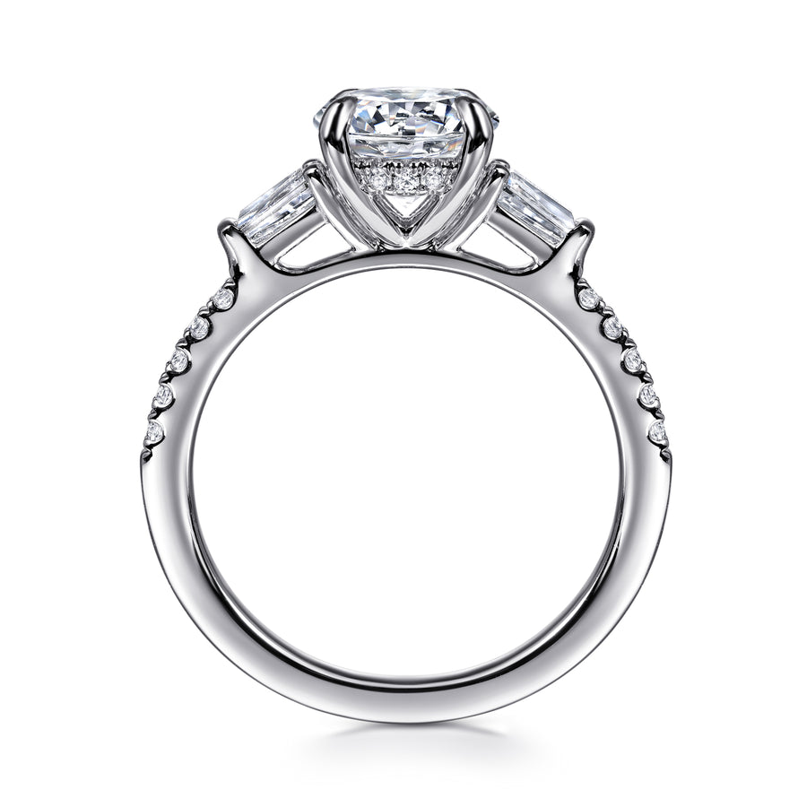 Contemporary 14K Gold Round Three Stone Diamond Engagement Ring