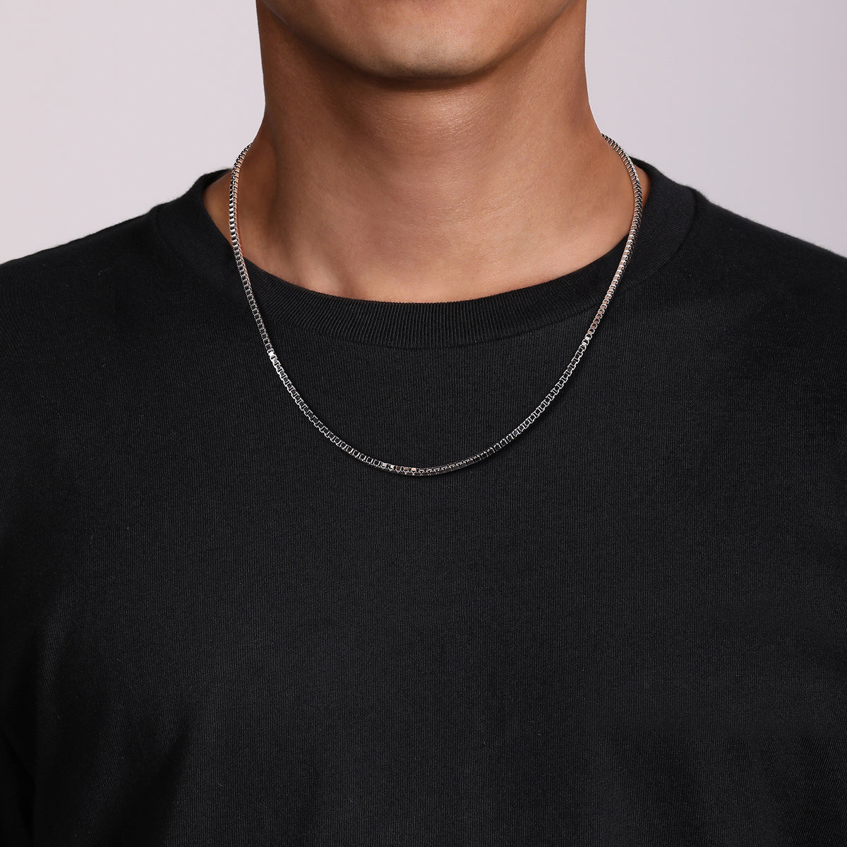 22 Inch 2.5mm 925 Sterling Silver Men's Solid Box Chain Necklace - View 4