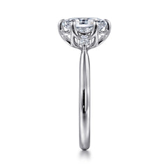 14K Gold 6 Prong Oval Three Stone Diamond Engagement Ring thumbnail 5
