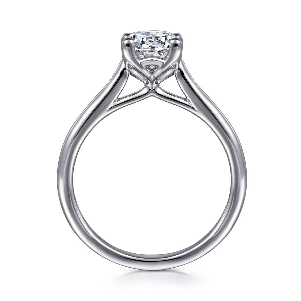 14K White Gold Round Diamond Engagement Ring - View 2