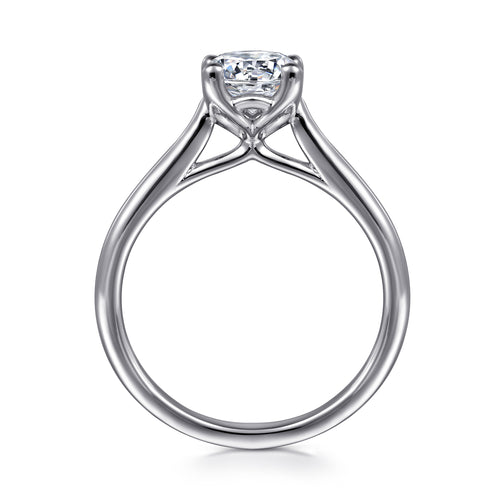 Bague de fiançailles en or blanc 14 carats avec diamant rond