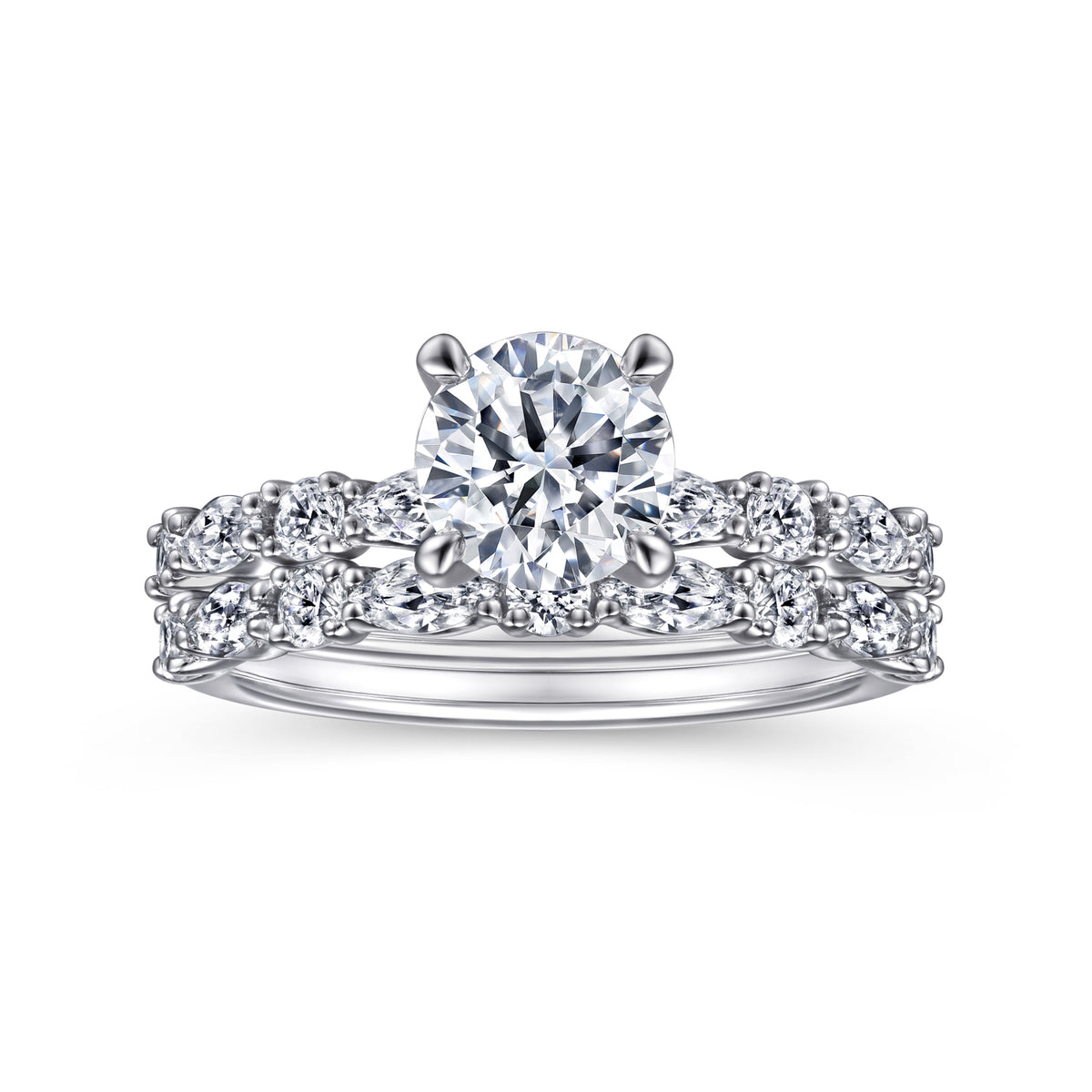 14K White Gold Diamond Matching Wedding Band - View 2