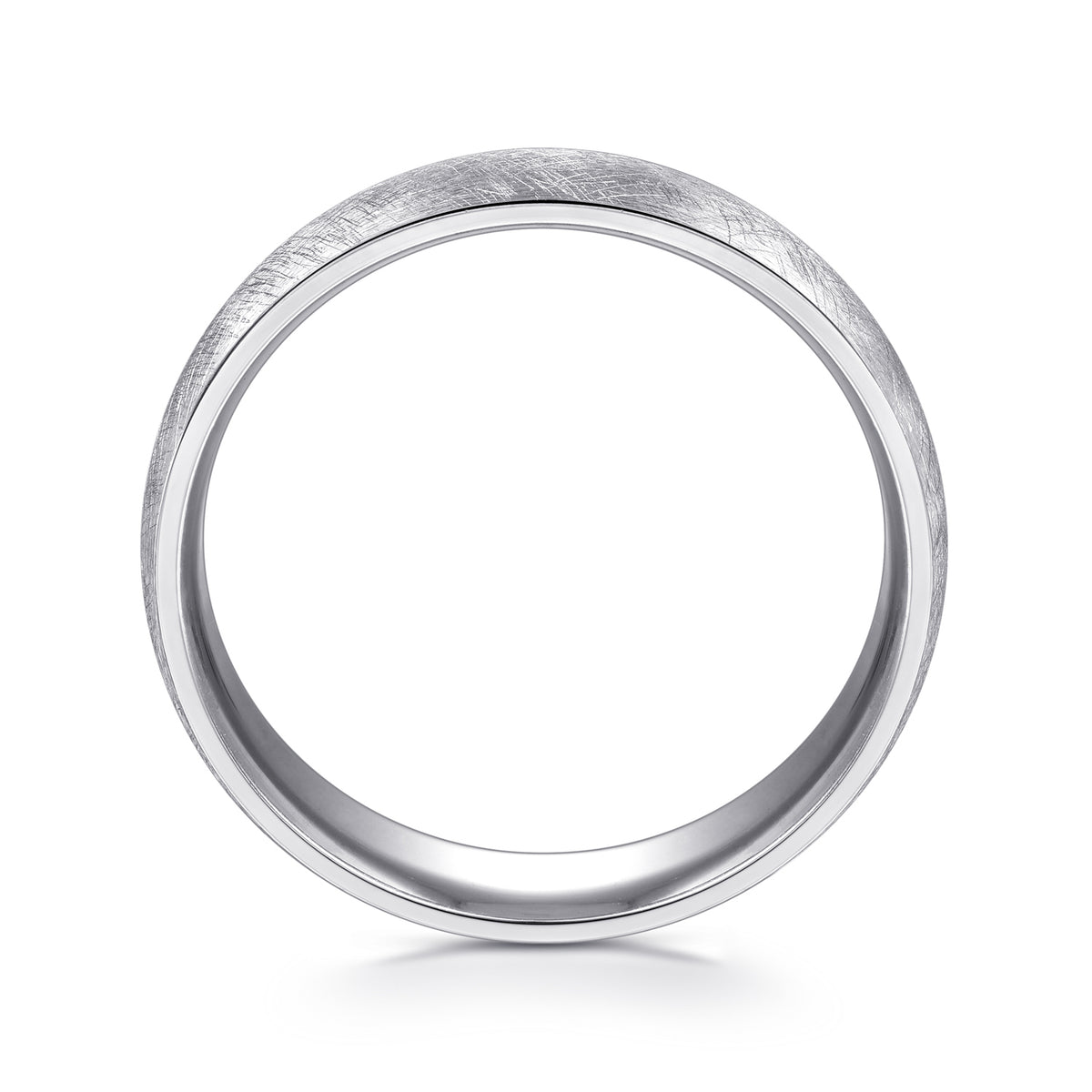 14K White Gold 6mm Men's Wedding Band in Diamond Brush Finish - View 2