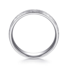 14K White Gold 6mm Men's Wedding Band in Diamond Brush Finish thumbnail 2