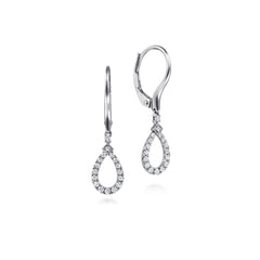 14K White Gold Pear Shaped Diamond Drop Earrings thumbnail 1