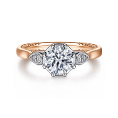 14K Gold Round Diamond Channel Set Engagement Ring thumbnail 1