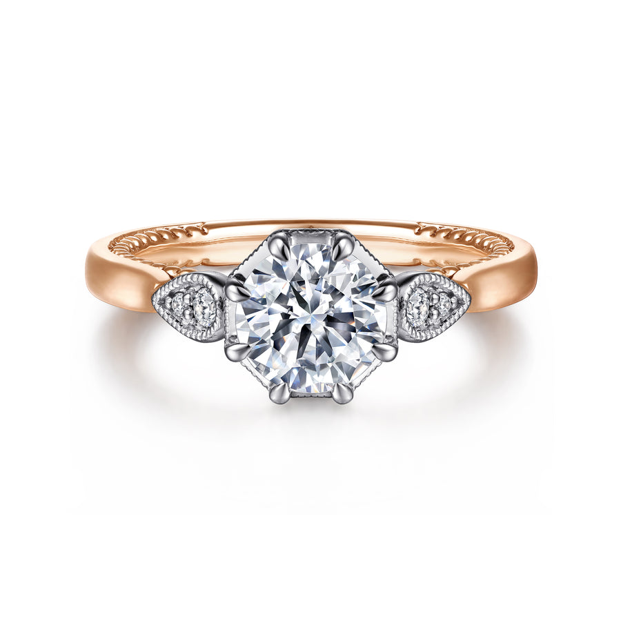 14K Gold Round Diamond Channel Set Engagement Ring
