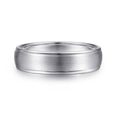 14K White Gold 6mm Men's Wedding Band in Satin Finish thumbnail 1