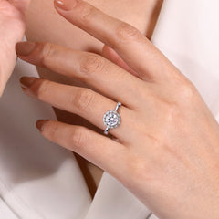 Contemporary Round Halo Diamond Engagement Ring thumbnail 6