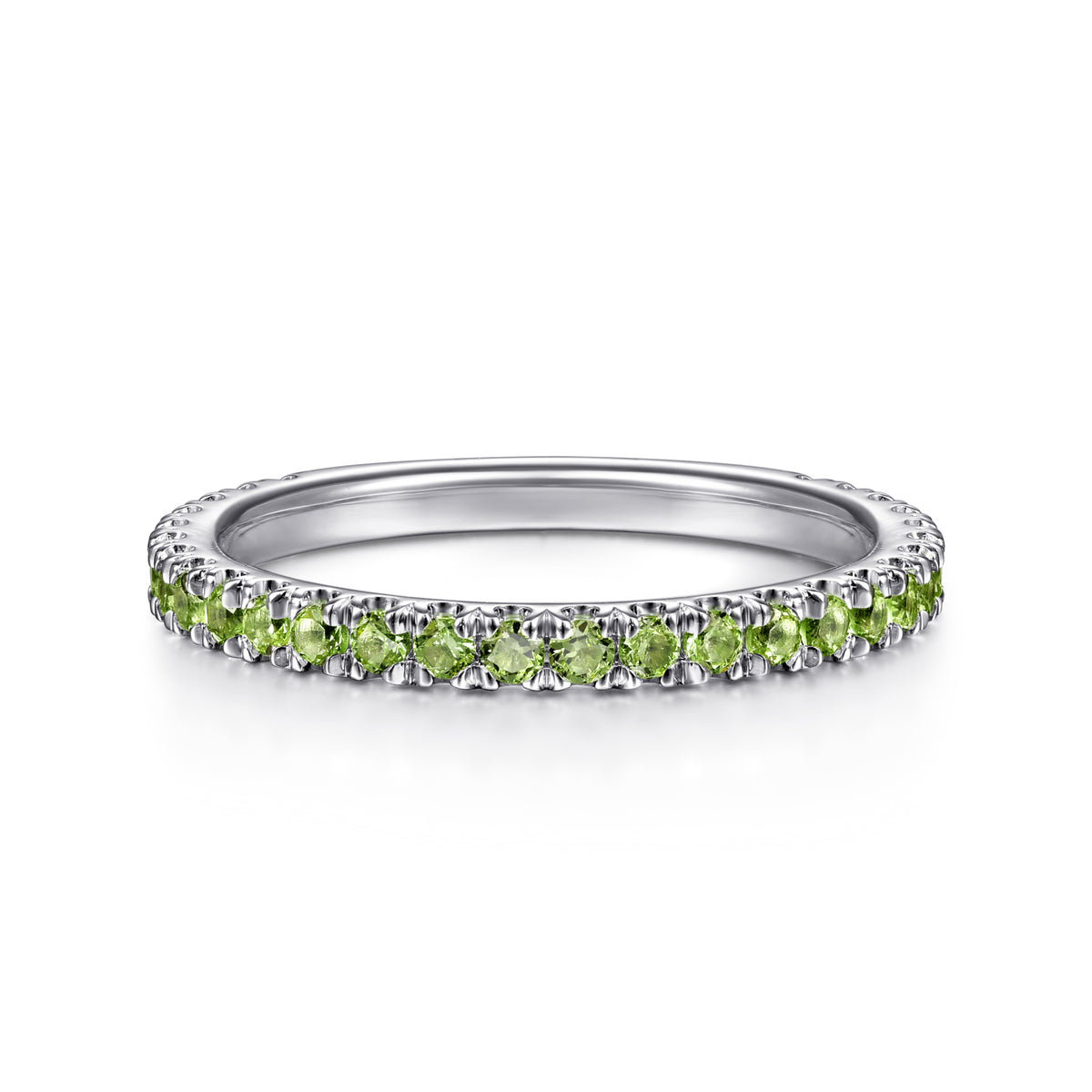 14K White Gold Peridot Stackable Ring - View 1