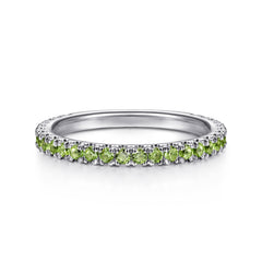 14K White Gold Peridot Stackable Ring thumbnail 1