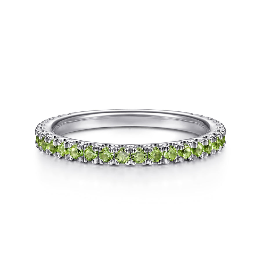14K White Gold Peridot Stackable Ring