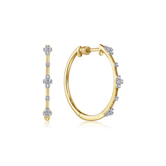 14K Yellow Gold Diamond Classic Hoop Earrings, 20mm thumbnail 1