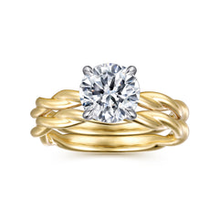 14K White-Yellow Gold Twisted Round Diamond Engagement Ring thumbnail 4
