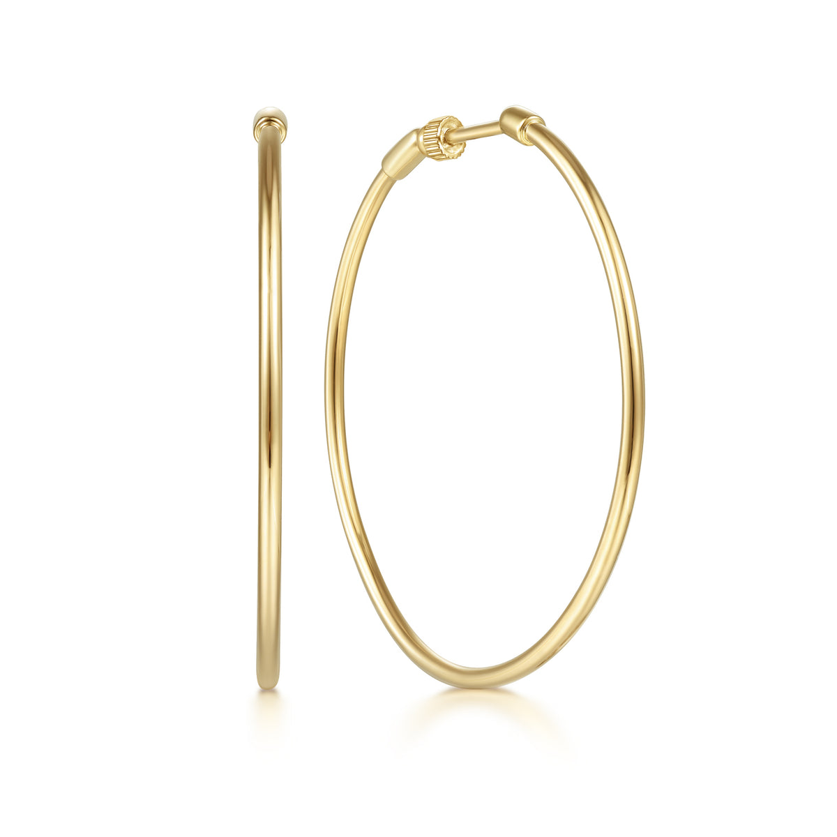 Classic Hoop Earrings 14K Yellow Gold 40mm - View 1
