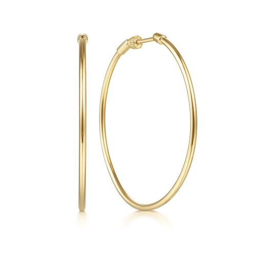 Boucles d'oreilles créoles classiques en or jaune 14 carats 40 mm