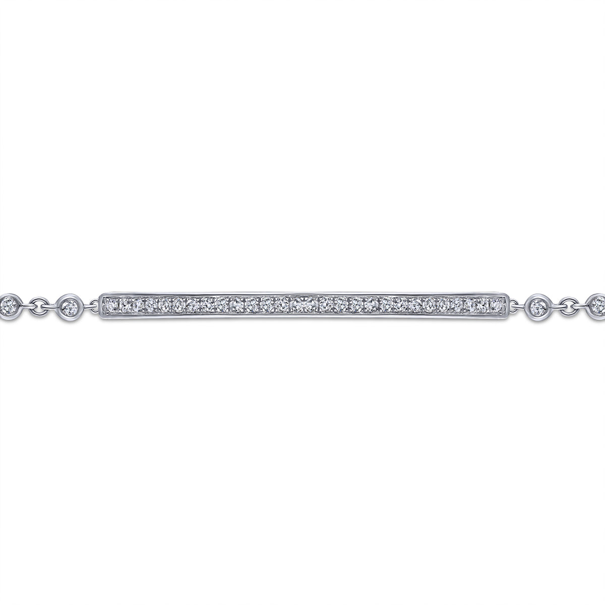 14K White Gold Pavé Diamond Bar Tennis Bracelet - View 2