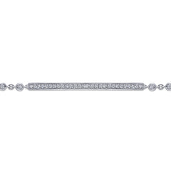 14K White Gold Pavé Diamond Bar Tennis Bracelet thumbnail 2