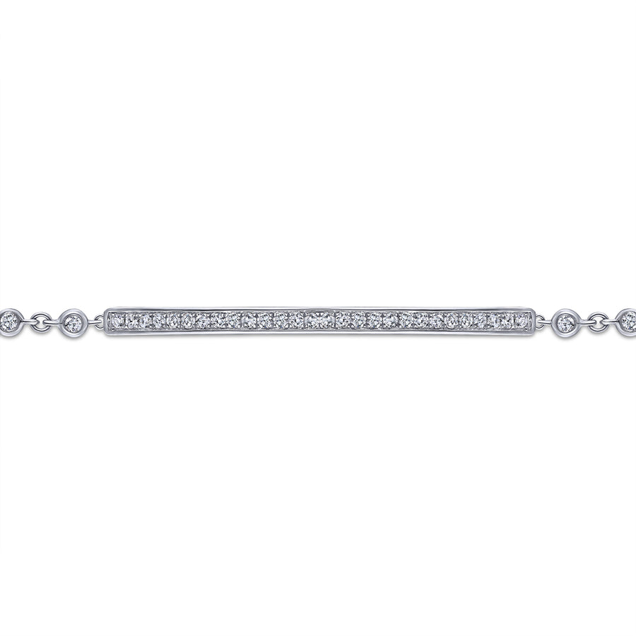 14K White Gold Pavé Diamond Bar Tennis Bracelet