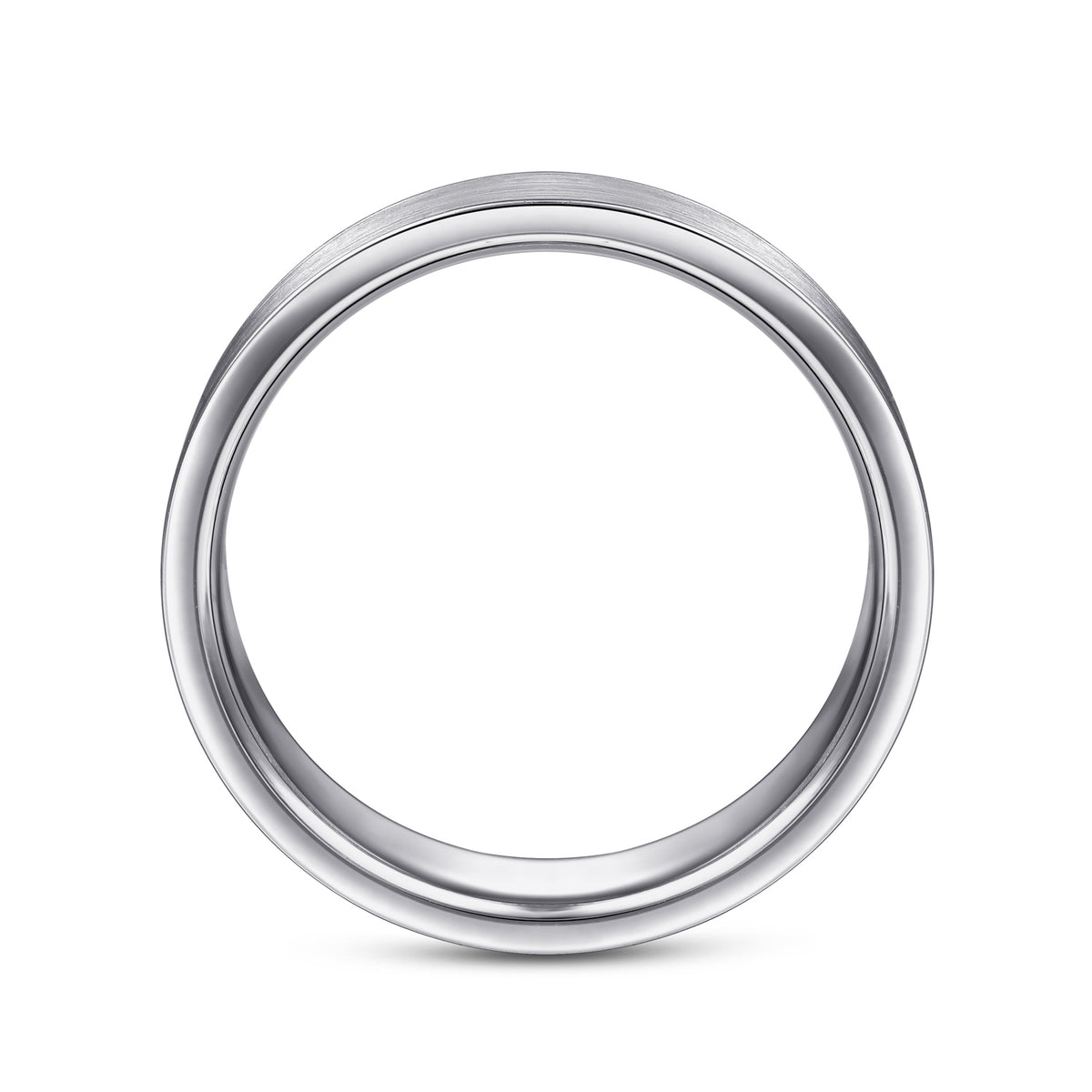 14K White Gold 6mm Flat Men's Wedding Band in Satin Finish - View 2