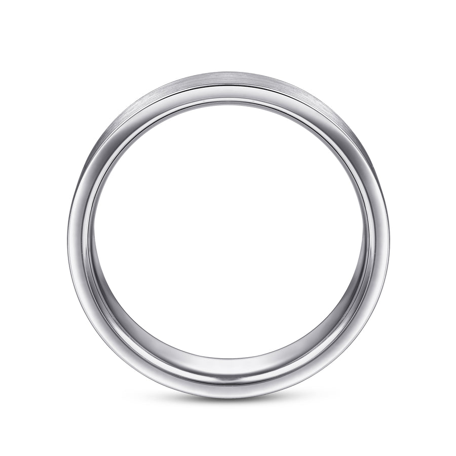 14K White Gold 6mm Flat Men's Wedding Band in Satin Finish