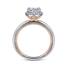 Contemporary Oval Halo Diamond Engagement Ring thumbnail 2