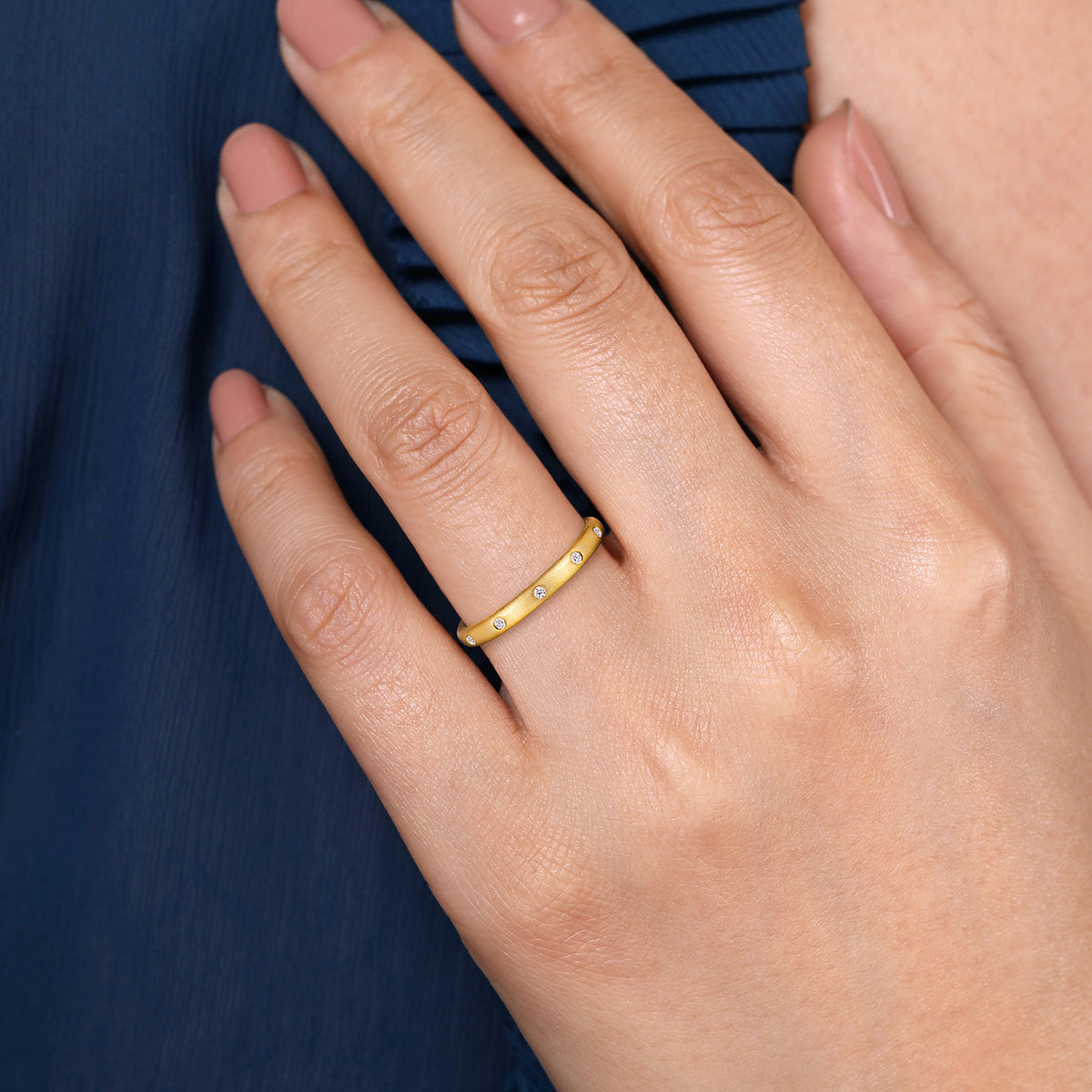 14K Yellow Gold Diamond Stackable Ring, 0.04ct - View 5