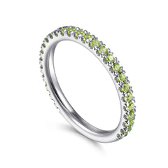 14K White Gold Peridot Stackable Ring thumbnail 3