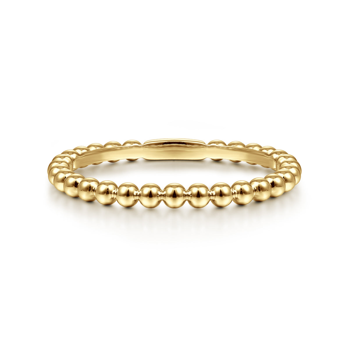 14K Yellow Gold Beaded Stackable Ring - View 1