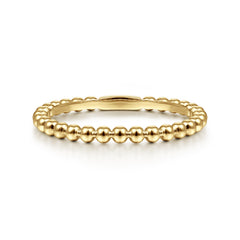 14K Yellow Gold Beaded Stackable Ring thumbnail 1
