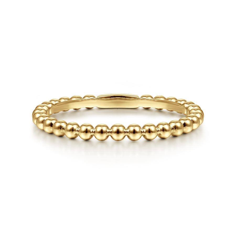 14K Yellow Gold Beaded Stackable Ring