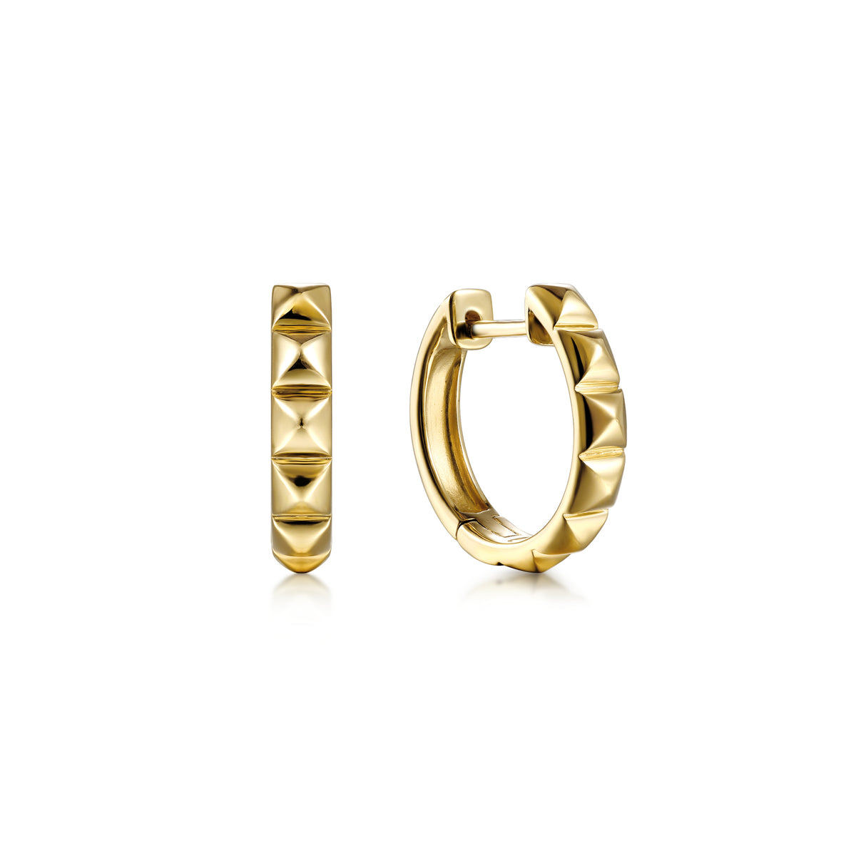 Huggie Earrings 14K Yellow Gold 15mm - View 1