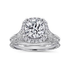 Vintage Round Halo Diamond Engagement Ring thumbnail 4