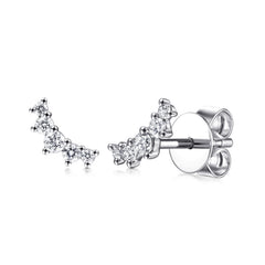 14K White Gold Curved 5 Stone Diamond Stud Earrings thumbnail 1