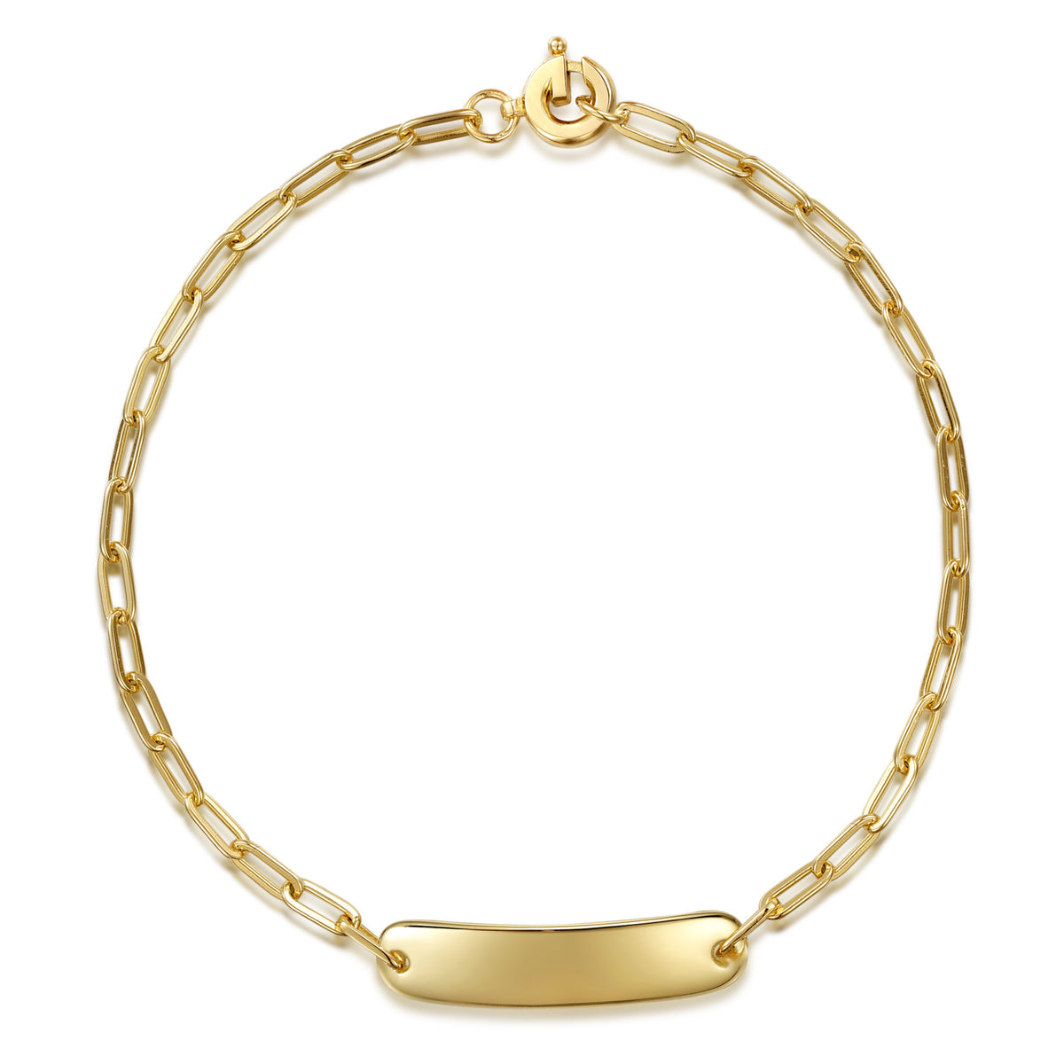14K Yellow Gold Paperclip Chain Personalized Bracelet - View 1