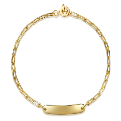 Bracelet personnalisé à chaîne trombone en or jaune 14 carats
