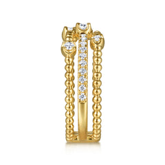 Wide Band Easy-Stack Ring 14K Yellow Gold Diamond 0.35ct thumbnail 4