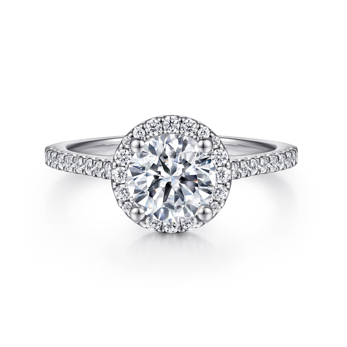 Classic Round Halo Diamond Engagement Ring - View 1