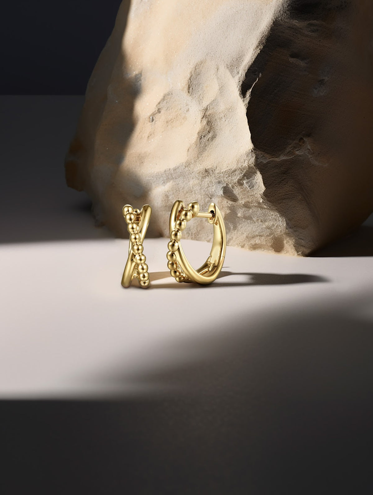 14K Yellow Gold Huggie Earrings - View 3
