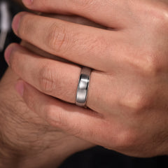 14K White Gold 6mm Men's Wedding Band in Satin Finish thumbnail 5
