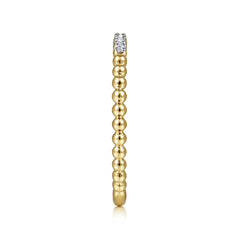 14K Yellow Gold Beaded Diamond Stackable Ring thumbnail 4