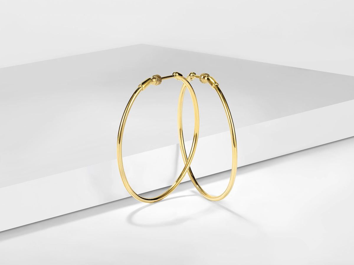 Classic Hoop Earrings 14K Yellow Gold 40mm - View 3