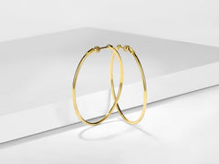 Classic Hoop Earrings 14K Yellow Gold 40mm thumbnail 3