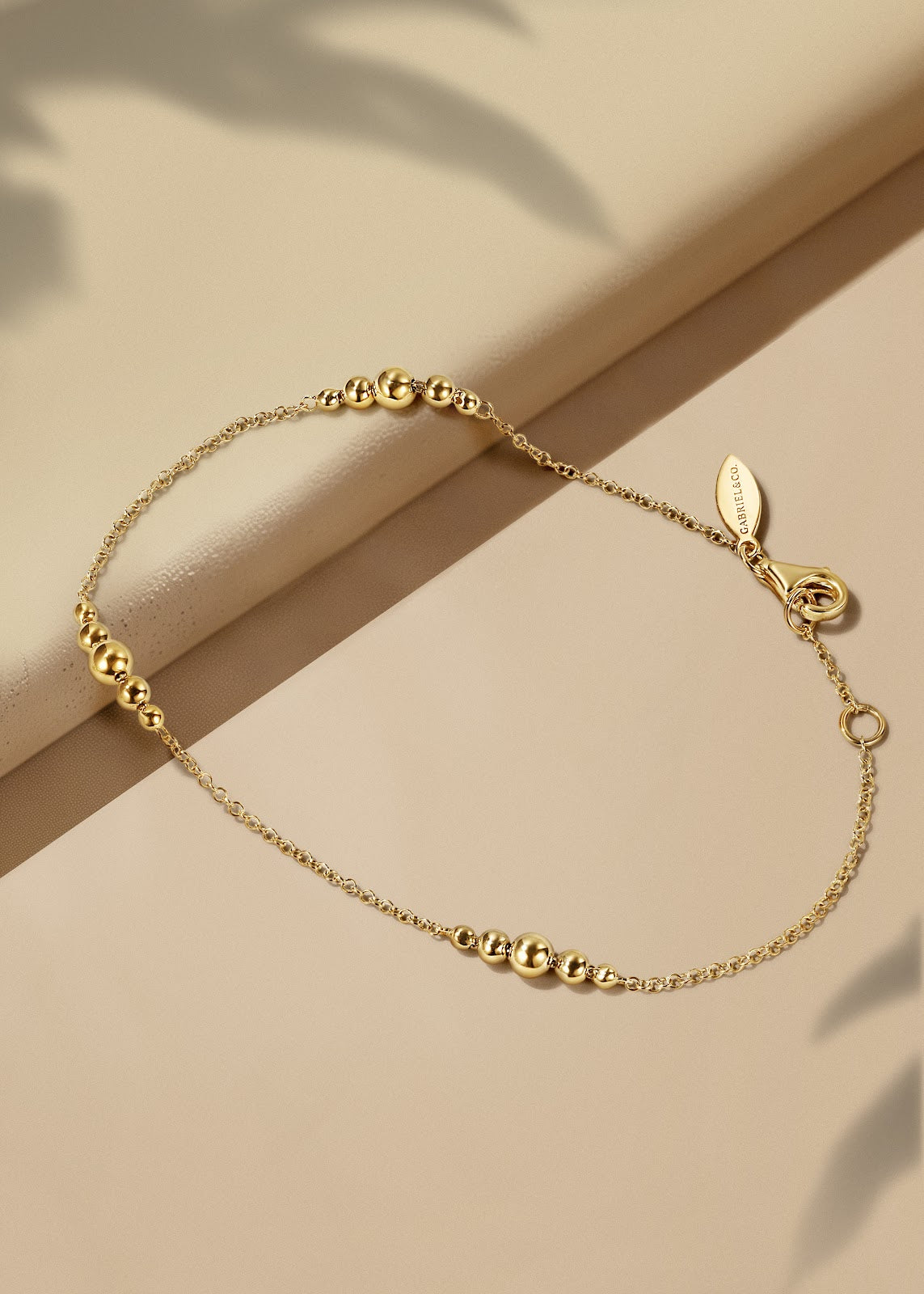 14K Yellow Gold Beaded Stations Bracelet - View 4