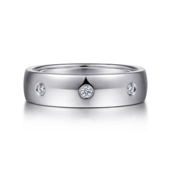 14K White Gold Diamond Men's Wedding Ring in High Polished Finish thumbnail 1