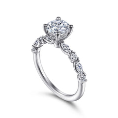 Contemporary 14K Gold Round Diamond Engagement Ring - 0.46 CTW thumbnail 3
