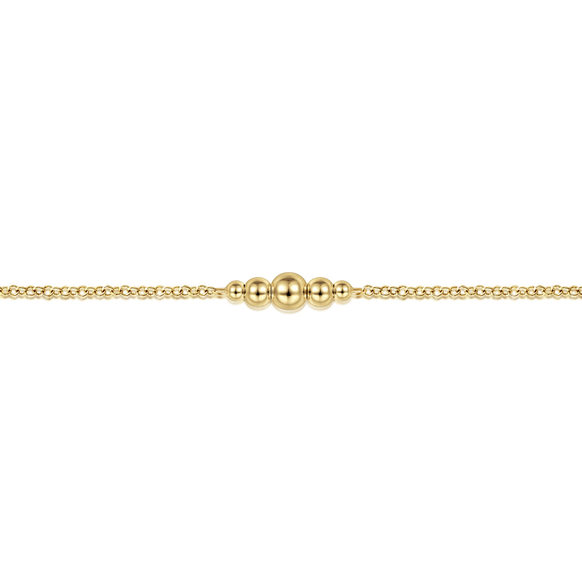 14K Yellow Gold Beaded Stations Bracelet - View 2